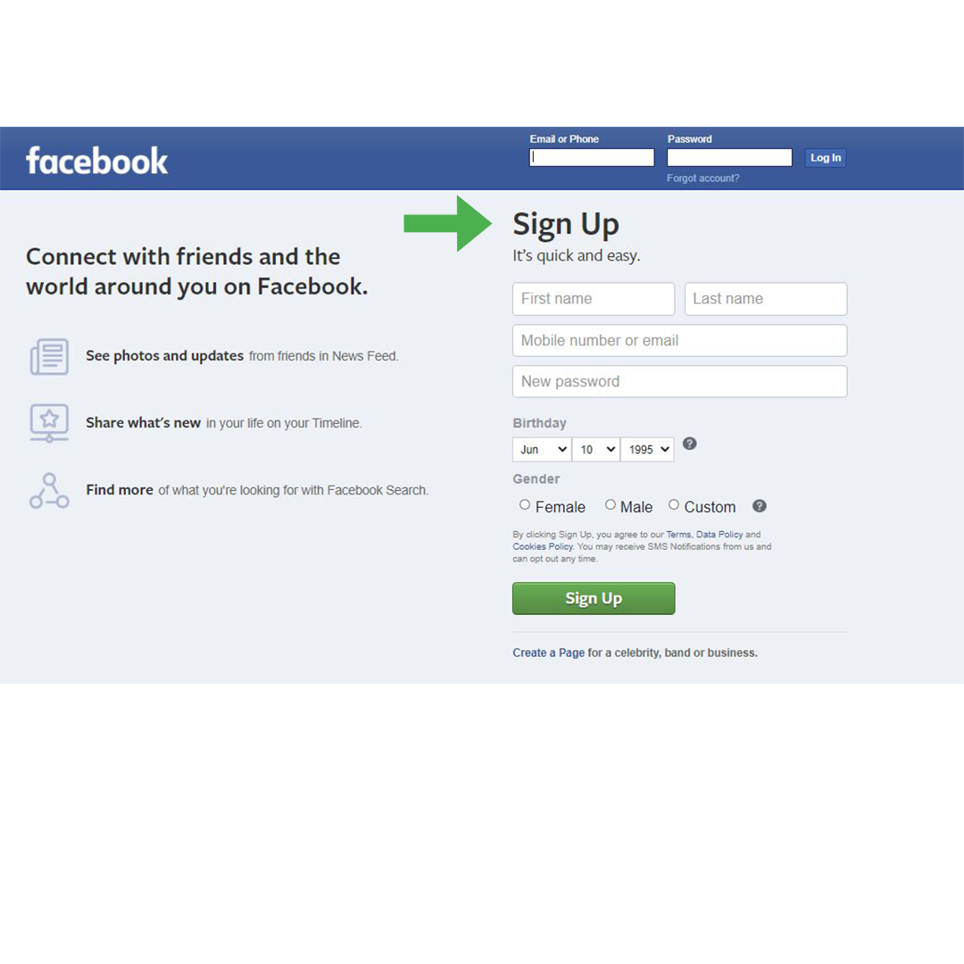 Step 1). Log into your personal Facebook page.