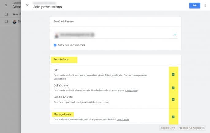 Google Analytics set up - Add permissions and manage users