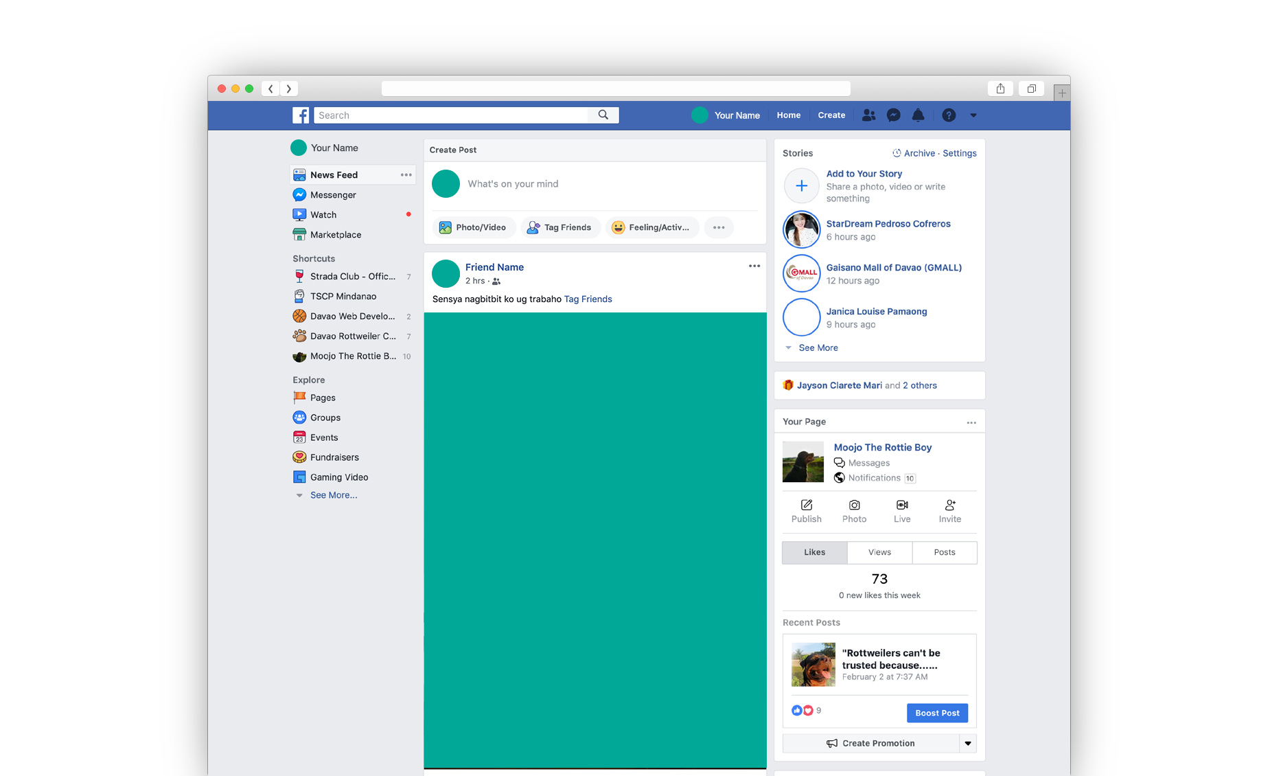 Flow to set up Facebook page